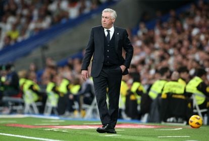 Ancelotti, entrenador del Real Madrid, en un momento del partido.