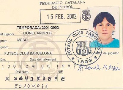 La ficha federativa de Messi. 