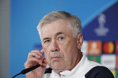 Carlo Ancelotti, este lunes, en la ciudad deportiva del Real Madrid.