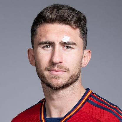 DOHA, QATAR - NOVEMBER 18: Aymeric Laporte of Spain poses during the official FIFA World Cup Qatar 2022 portrait session on November 18, 2022 in Doha, Qatar. (Photo by Alex Caparros - FIFA/FIFA via Getty Images)