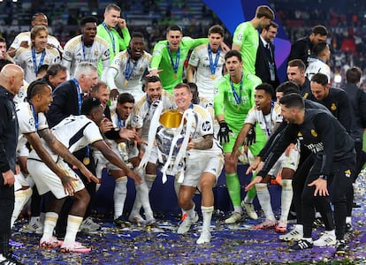 El Real Madrid, con su 15ª Copa de Europa en Wembley.