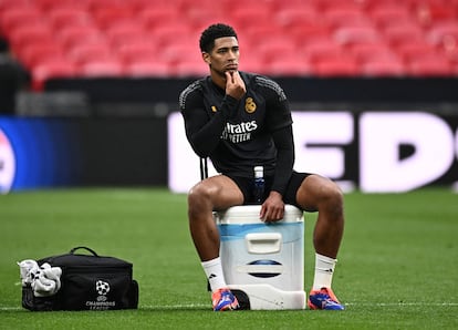 Jude Bellingham, este sábado en el entrenamiento en Wembley.