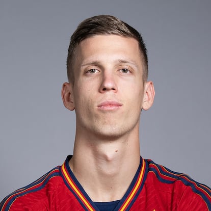 DOHA, QATAR - NOVEMBER 18: Dani Olmo of Spain poses during the official FIFA World Cup Qatar 2022 portrait session on November 18, 2022 in Doha, Qatar. (Photo by Alex Caparros - FIFA/FIFA via Getty Images)