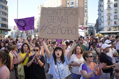 Manifestación contra Rubiales en el centro de Madrid el 28 de agosto de 2023.